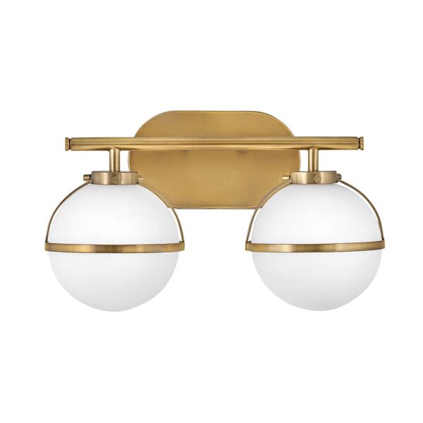 Hinkley Lighting - Hollis - HK-HOLLIS2-O-HB-BATH - Heritage Brass Opal Glass 2 Light IP44 Bathroom Wall Light