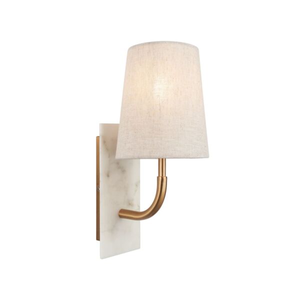 Bert - Vintage Brass White Marble Natural Cone Wall Light