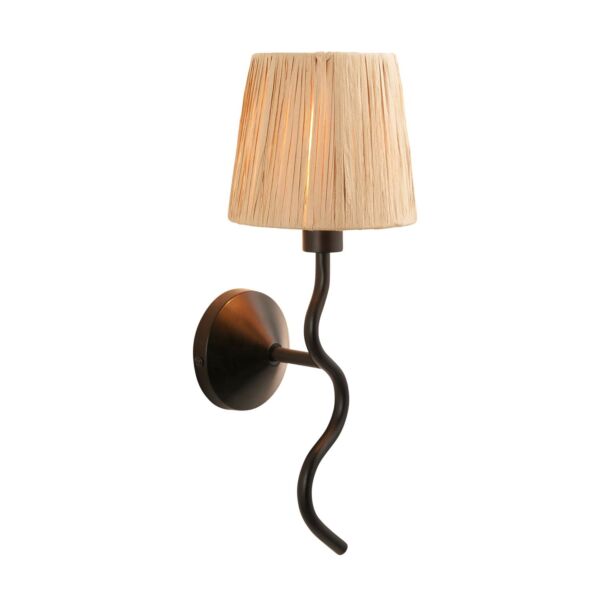 Endon Lighting - Wriggle - 114226 - Black Natural Raffia Wall Light