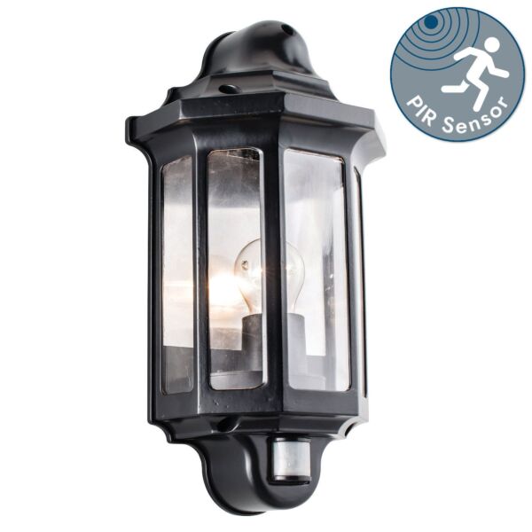 Saxby Lighting - Traditional - 1818pir - Black Clear IP44 Outdoor Sensor Wall Light