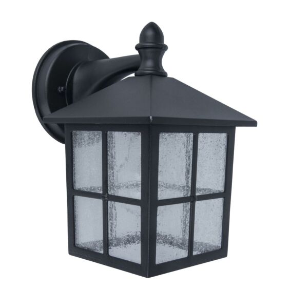 Lutec - Kent - 5290702012 - Black Clear Seeded Glass IP44 Outdoor Wall Light