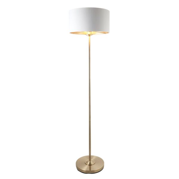 Endon Lighting - Highclere - 112571 - Antique Brass Vintage White Floor Lamp