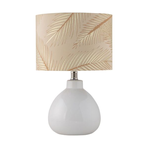 Tuscan - White Ceramic Lamp with Tropical Champagne Shade