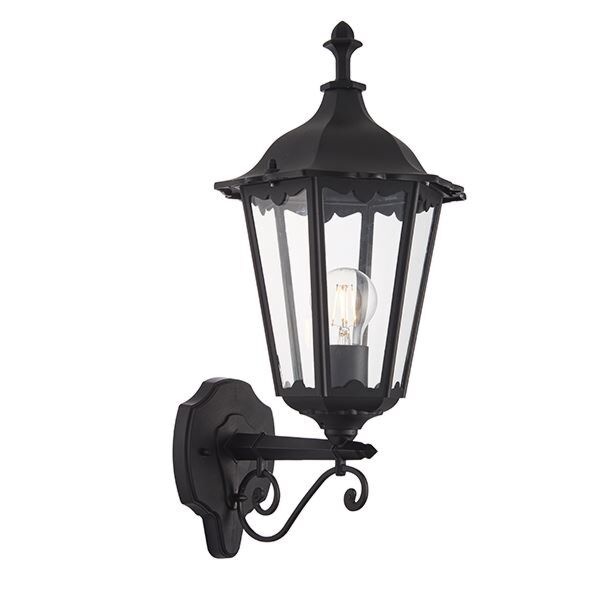 Endon Lighting - Burford - 76546 - Black Clear Glass IP44 Outdoor Wall Light