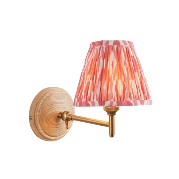 Endon Lighting - Wood Fold & Ikat 16cm - 115856 - Ash Wood Pink Wall Light