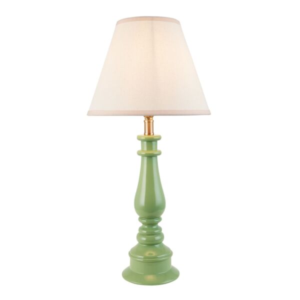 Endon Lighting - Myrtle & Ivy 25cm - 116341 - Green Warm Brass Vintage White Table Lamp With Shade