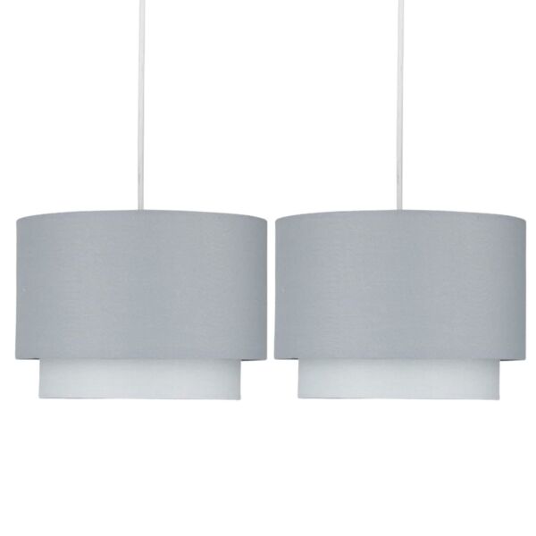 Pair of Grey Ombre 2 Tier Ceiling Light Shades