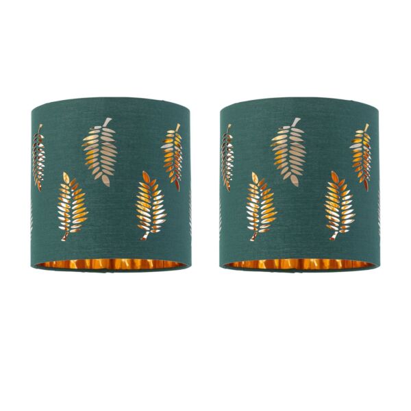 Set of 2 Fern - Dark Green Cut Out 15.5cm Table Lamp Shades