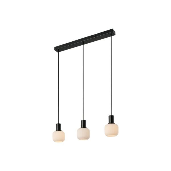 Nordlux - Milford - 2412623003 - Black Opal Glass 3 Light Bar Ceiling Pendant Light