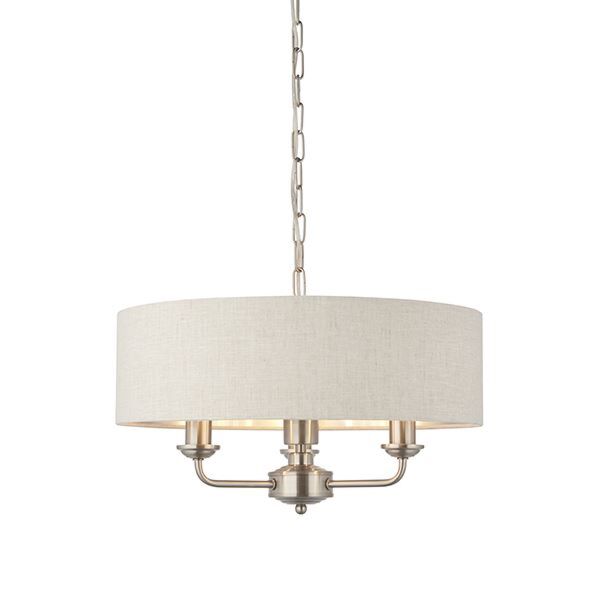 Endon Lighting - Highclere - 94361 - Brushed Chrome Natural 3 Light Ceiling Pendant Light