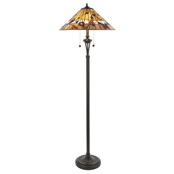 Interiors 1900 - Bernwood - 63946 - Dark Bronze Tiffany Glass 2 Light Floor Lamp