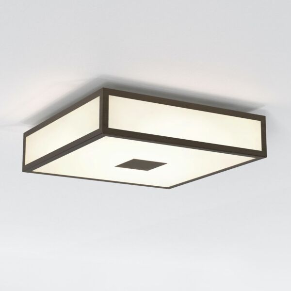 Astro Lighting - Mashiko Classic 300 Square - 1121079 - Bronze & White Glass 2 Light IP44 Bathroom Ceiling Flush Light