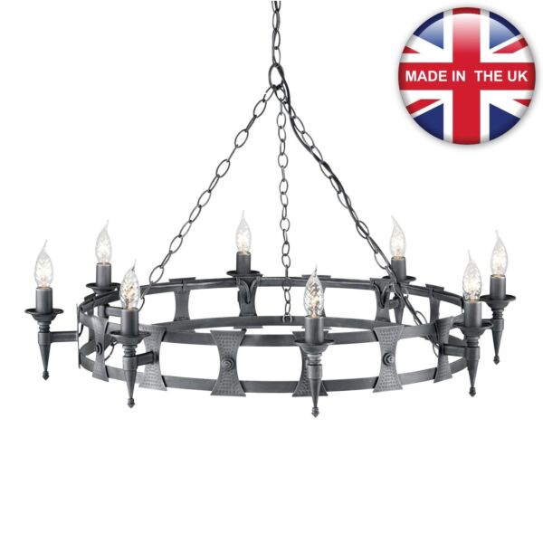 Elstead - Saxon SAX8-BLK-SIL Chandelier