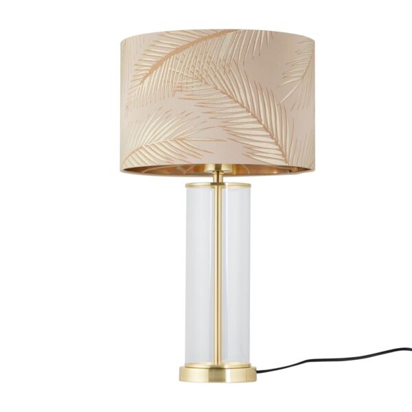 Aura - Satin Brass Table Lamp with Champagne & Gold Leaf Shade