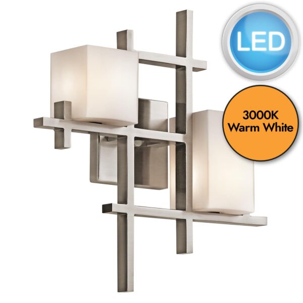 Kichler Lighting - City Lights - KL-CITY-LIGHTS2 - LED Pewter Opal Glass 2 Light Wall Light