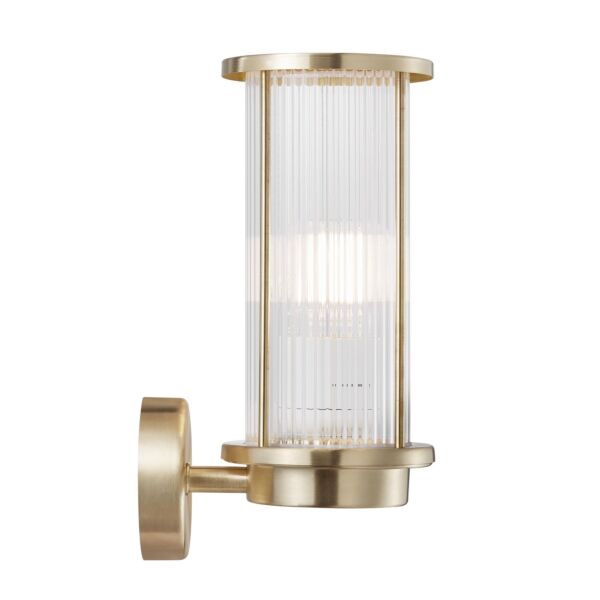 Nordlux - Linton - 2218281035 - Brass Clear Ribbed Glass IP54 Outdoor Wall Light