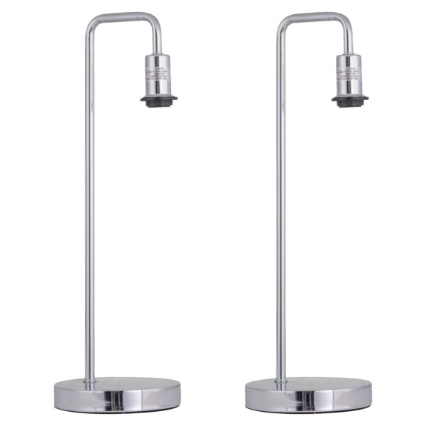 Set of 2 Chrome Arched Table Lamps Base Only