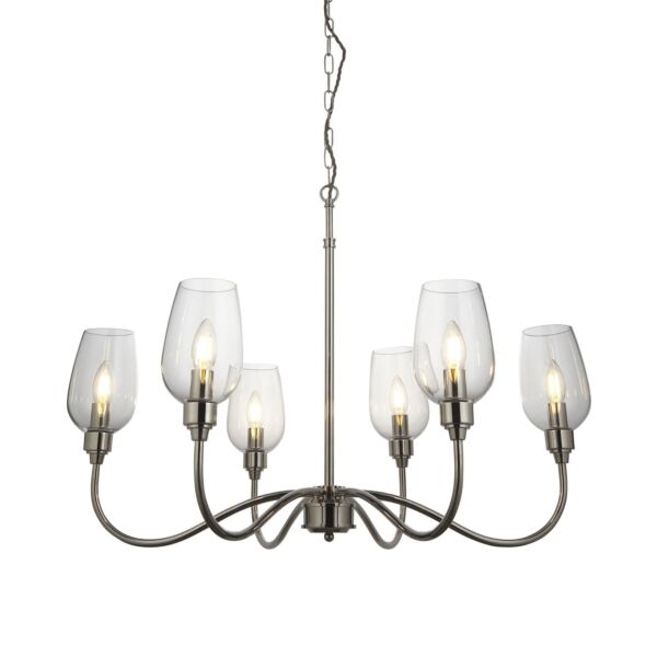 Frye - Nickel Clear Glass 6 Light Ceiling Pendant Light