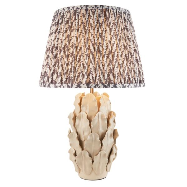 Endon Lighting - Layered Leaf & Leaf 35cm - 116453 - Cream Crackle Aged Brass Grey Ceramic Table Lamp With Shade