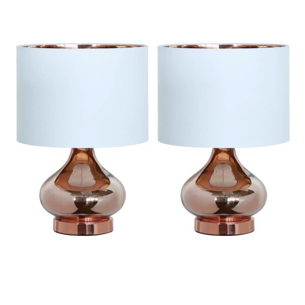 Set of 2 Clarissa - 40cm Gold Glass Table Lamps with White Shades