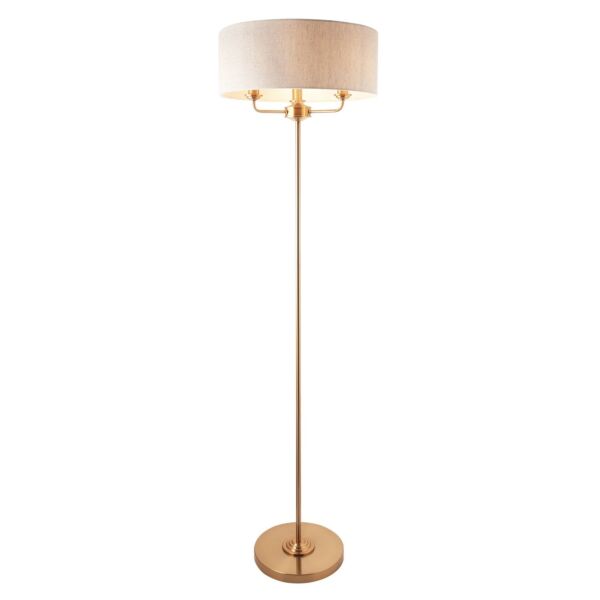 Endon Lighting - Highclere - 110724 - Vintage Brass Natural 3 Light Floor Lamp