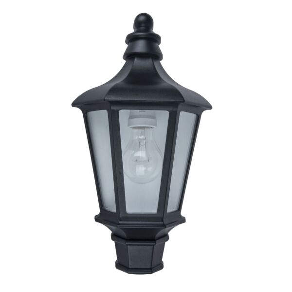 Lutec - Cotswold - 5180601012 - Black Clear Glass IP44 Outdoor Half Lantern Wall Light