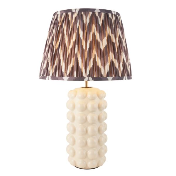 Endon Lighting - Bobble & Zigzag 35cm - 116384 - White Crackle Aged Brass Grey Ceramic Table Lamp With Shade