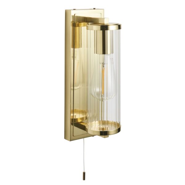 Tribe - Satin Brass Pull Cord Bathroom Wall Light