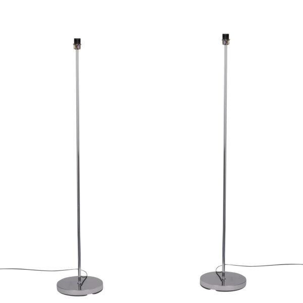 Set of 2 Chrome Stick Floor Lamps Base Only