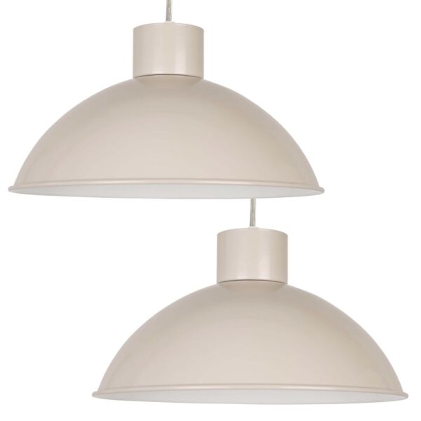 Set of 2 Domed - Taupe Grey Easy Fit Metal Pendant Shades