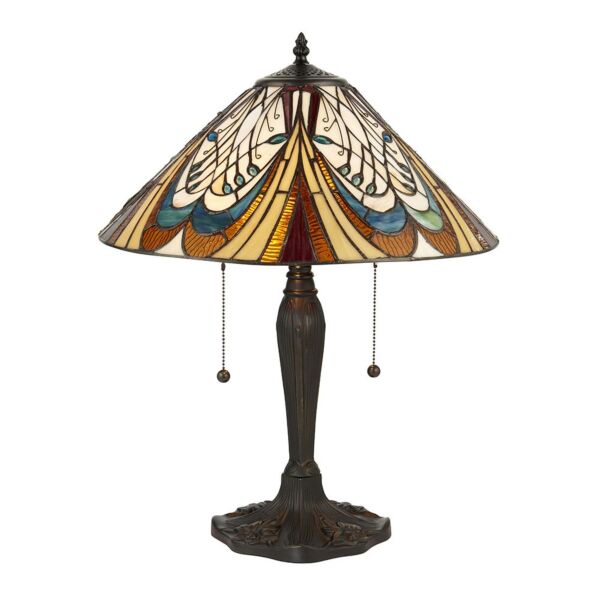 Interiors 1900 - Hector - 64163 - Dark Bronze Tiffany Glass 2 Light Table Lamp