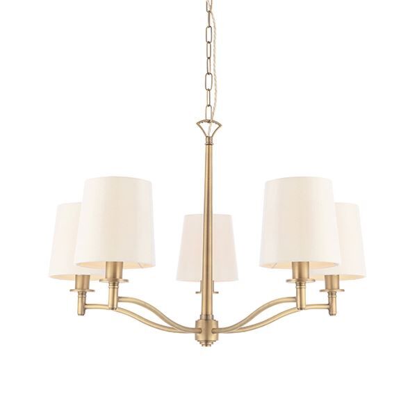 Endon Lighting - Ortona - 70245 - Antique Brass White 5 Light Chandelier