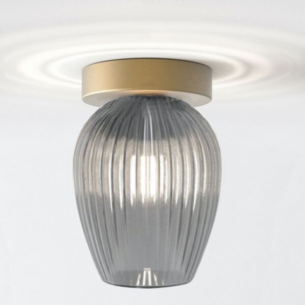 Astro Lighting - Tacoma - 5036008 & 1429028 - Antique Brass Clear Smoked Glass IP44 Bathroom Ceiling Flush Light