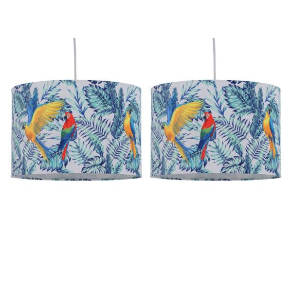 Set of 2 Parrot - Velvet Parrot Design 30cm Pendant or Table Lamp Shades