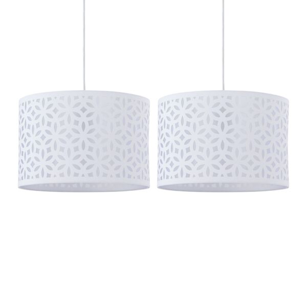 Set of 2 White Laser Cut 33cm Pendant Lightshades