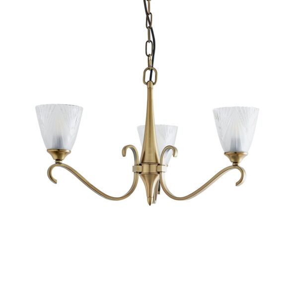 Interiors 1900 - Columbia - 63436 - Antique Brass Clear Frosted Glass 3 Light Ceiling Pendant Light