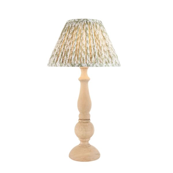 Endon Lighting - Hidcote & Leaf 30cm - 114748 - Natural Wood Aged Brass Green Table Lamp With Shade