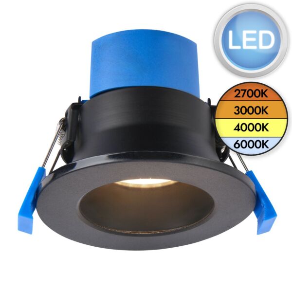 Saxby Lighting - ShieldPRO Anti Glare - 112542 - LED Black Clear IP65 Bathroom Recessed Fire Rated Ceiling Downlight