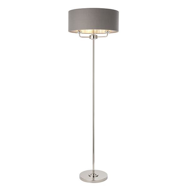 Endon Lighting - Highclere - 94378 - Nickel Charcoal 3 Light Floor Lamp