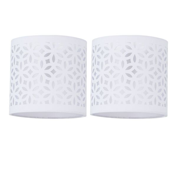 Set of 2 White Laser Cut 15.5cm Table Lamp Shades