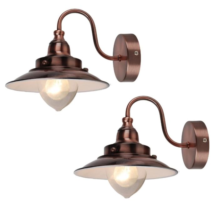 Pair of Antique Copper Fisherman s Lantern Wall Lights